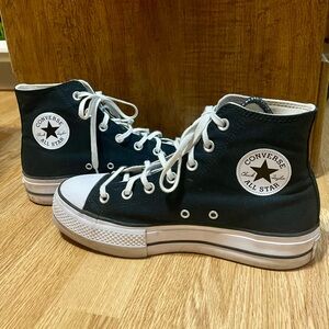 Women’s Black Converse High Top Platform Sneakers